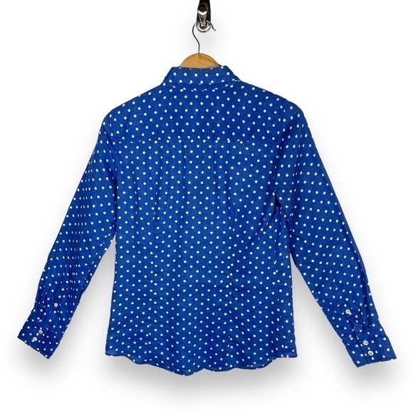 4 for $40 SALE!J Crew Perfect 100% Linen Button Up Shirt, Blue Polka Dot, Size 2 - Picture 10 of 11